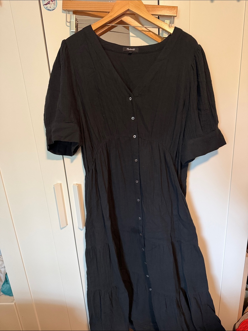 Madewell Black Maxi Button-Front Black Dress